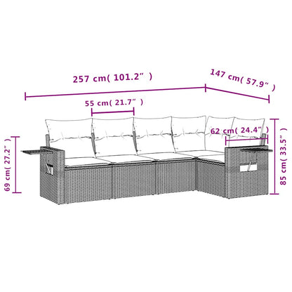 Set Divani da Giardino 5 pz con Cuscini in Polyrattan Nero | homemem39