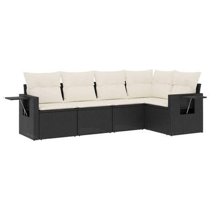 Set Divani da Giardino 5 pz con Cuscini in Polyrattan Nero - homemem39