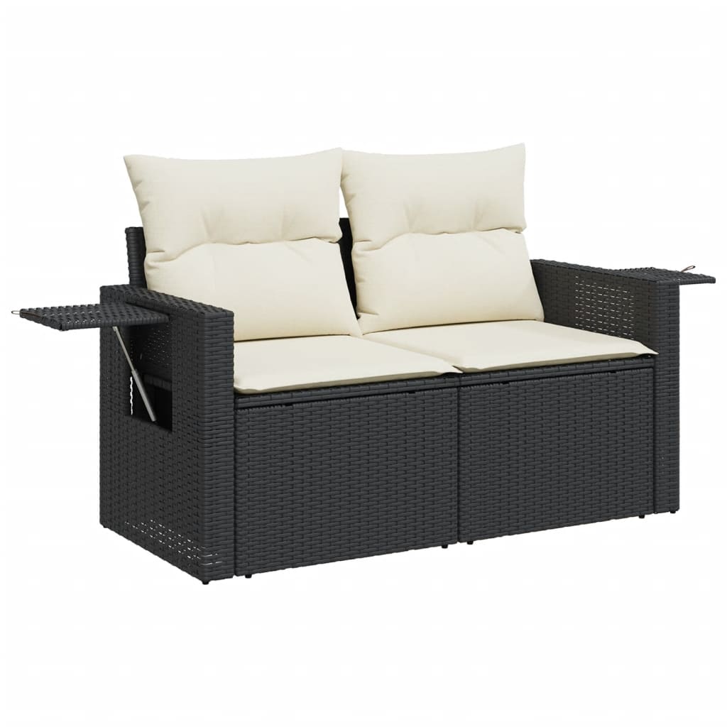 Set Divani da Giardino 5 pz con Cuscini in Polyrattan Nero | homemem39