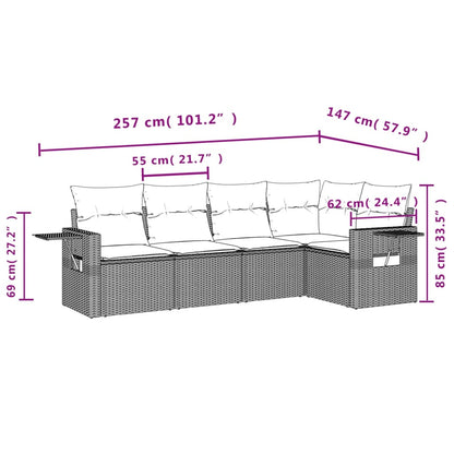 Set Divani da Giardino 5 pz con Cuscini in Polyrattan Nero | homemem39