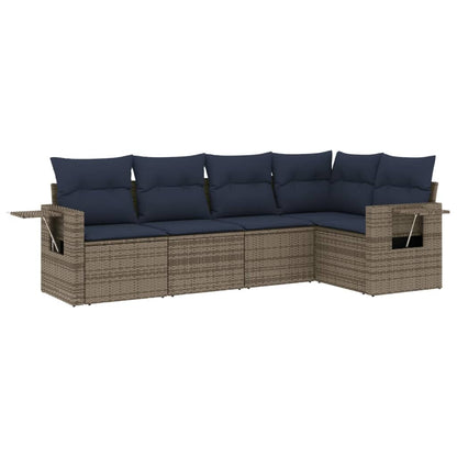 Set Divani da Giardino 5 pz con Cuscini in Polyrattan