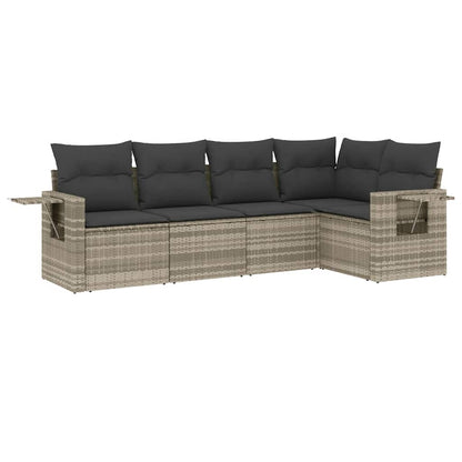 Set Divano da Giardino 5pz con Cuscini Polyrattan