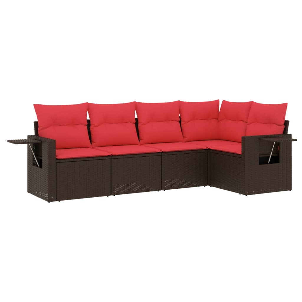 Set Divani da Giardino 5 pz con Cuscini in Polyrattan