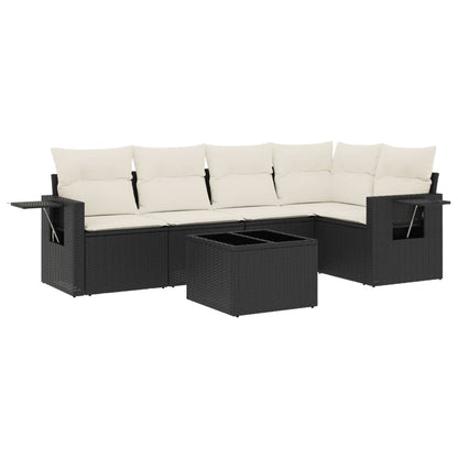 Set Divano da Giardino 6 pz con Cuscini Nero in Polyrattan | homemem39