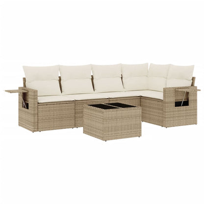 Set Divano da Giardino 6 pz con Cuscini Beige in Polyrattan - homemem39