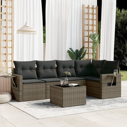 Set Divano da Giardino 6 pz con Cuscini Grigio in Polyrattan - homemem39