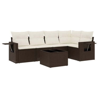 Set Divano da Giardino 6 pz con Cuscini Marrone in Polyrattan - homemem39