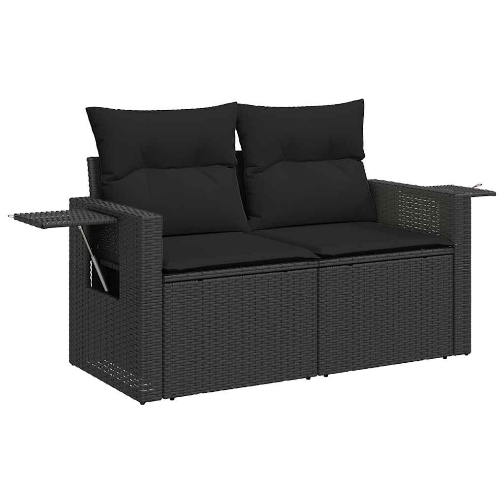 Set Divani da Giardino 5 pz con Cuscini in Polyrattan Nero | homemem39