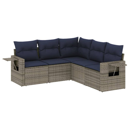 Set Divani da Giardino 5 pz con Cuscini in Polyrattan
