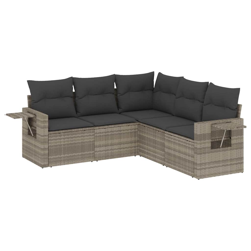 Set Divano da Giardino 5pz con Cuscini Polyrattan