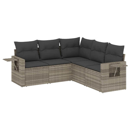 Set Divano da Giardino 5pz con Cuscini Polyrattan