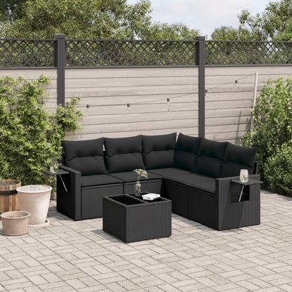 Set Divano da Giardino 6 pz con Cuscini Nero in Polyrattan - homemem39