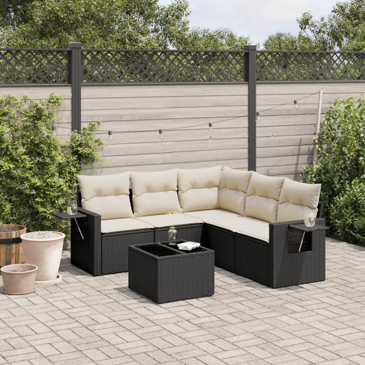 Set Divano da Giardino 6 pz con Cuscini Nero in Polyrattan - homemem39
