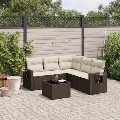 Set Divano da Giardino 6 pz con Cuscini Marrone in Polyrattan - homemem39