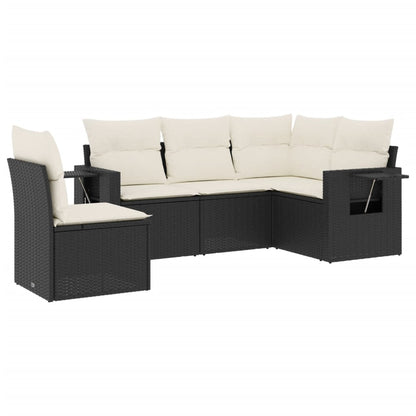 Set Divani da Giardino 5 pz con Cuscini in Polyrattan Nero | homemem39
