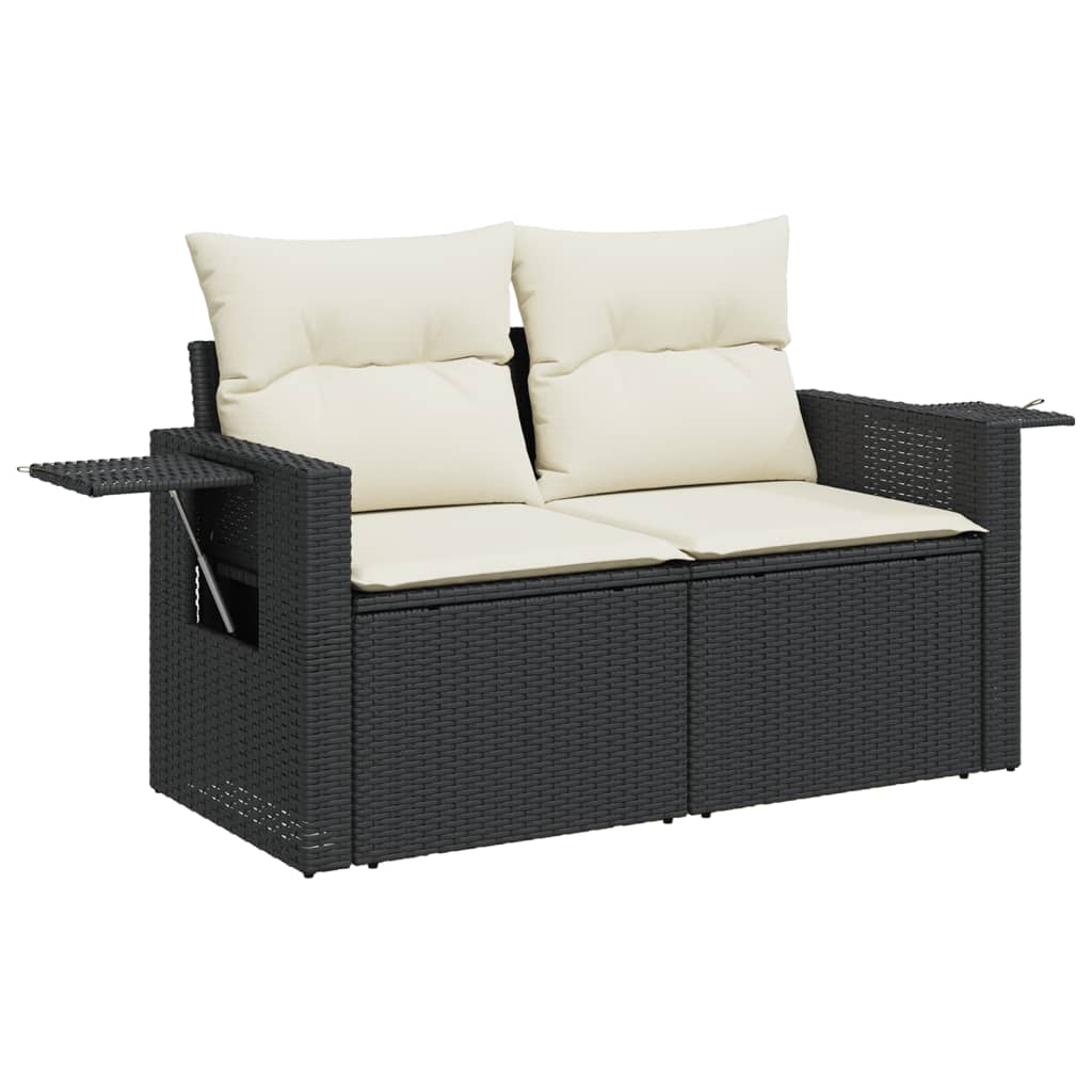 Set Divano da Giardino 6 pz con Cuscini Nero in Polyrattan | homemem39