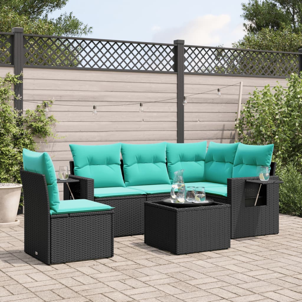 Set Divani da Giardino 6 pz con Cuscini in Polyrattan