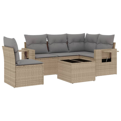 Set Divano da Giardino 6 pz con Cuscini Beige in Polyrattan - homemem39