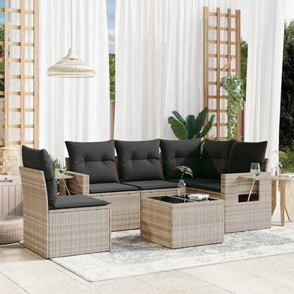 Set Divano da Giardino 6pz con Cuscini Grigio Chiaro Polyrattan - homemem39