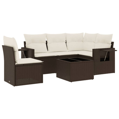 Set Divano da Giardino 6 pz con Cuscini Marrone in Polyrattan - homemem39