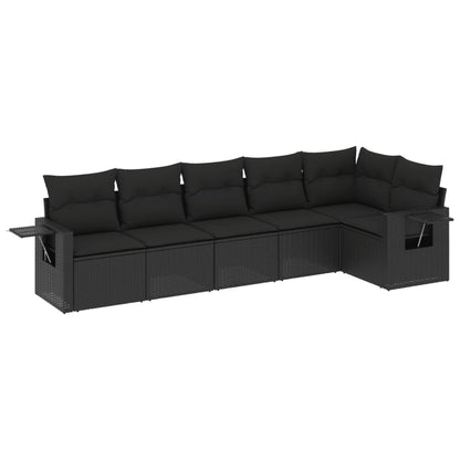 Set Divano da Giardino 6 pz con Cuscini Nero in Polyrattan - homemem39