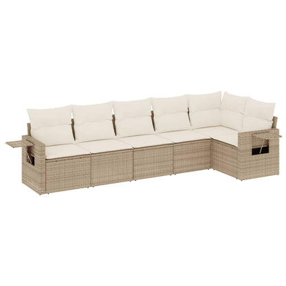 Set Divano da Giardino 6 pz con Cuscini Beige in Polyrattan - homemem39