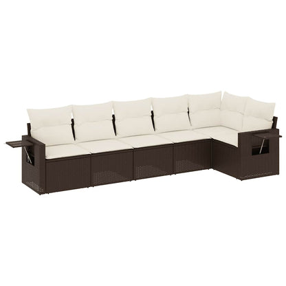 Set Divano da Giardino 6 pz con Cuscini Marrone in Polyrattan | homemem39