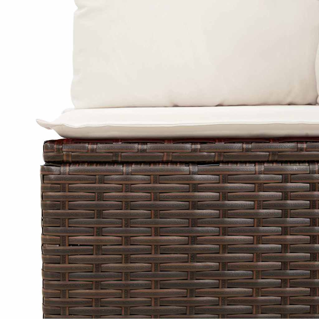 Set Divano da Giardino 6 pz con Cuscini Marrone in Polyrattan | homemem39