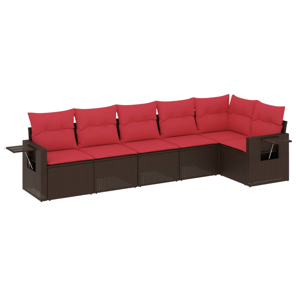 Set Divani da Giardino 6 pz con Cuscini in Polyrattan