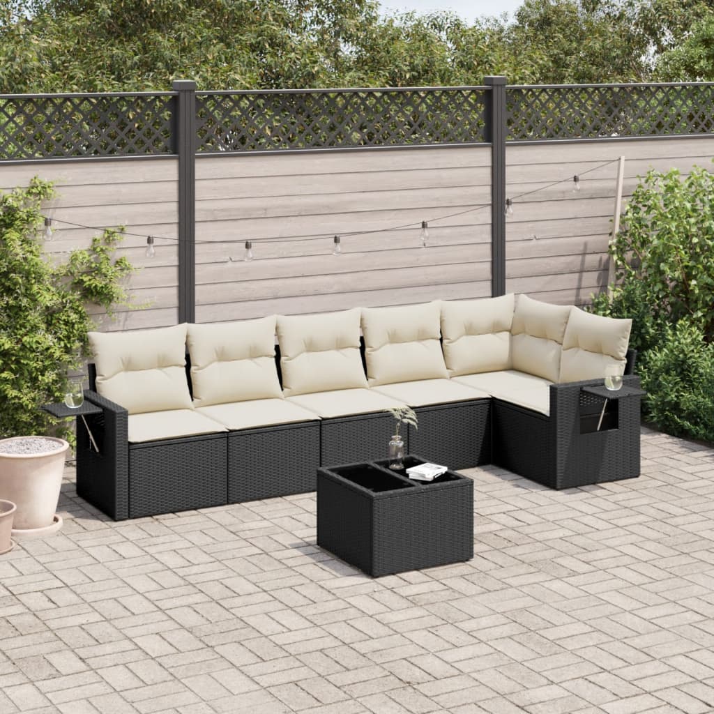 Set Divani da Giardino con Cuscini 7pz Nero Polyrattan - homemem39