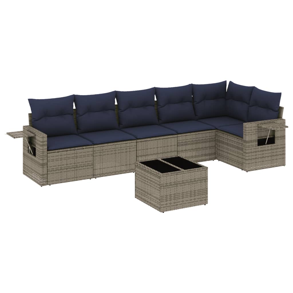 Set Divani da Giardino 7 pz con Cuscini in Polyrattan