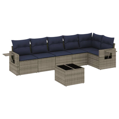Set Divani da Giardino 7 pz con Cuscini in Polyrattan