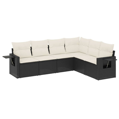 Set Divano da Giardino 6 pz con Cuscini Nero in Polyrattan | homemem39
