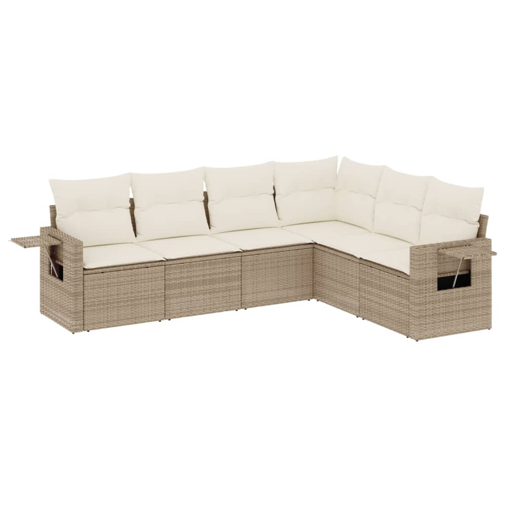 Set Divano da Giardino 6 pz con Cuscini Beige in Polyrattan - homemem39