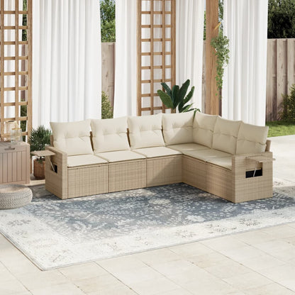 Set Divano da Giardino 6 pz con Cuscini Beige in Polyrattan - homemem39