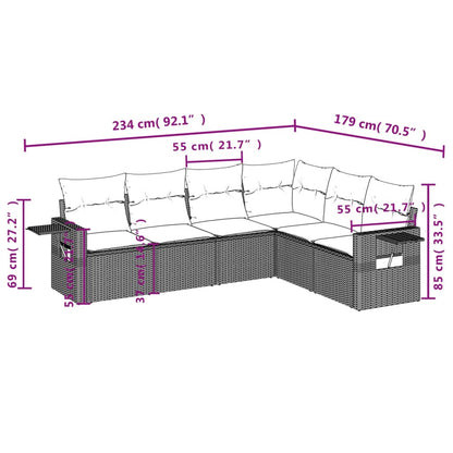Set Divano da Giardino 6 pz con Cuscini Beige in Polyrattan | homemem39