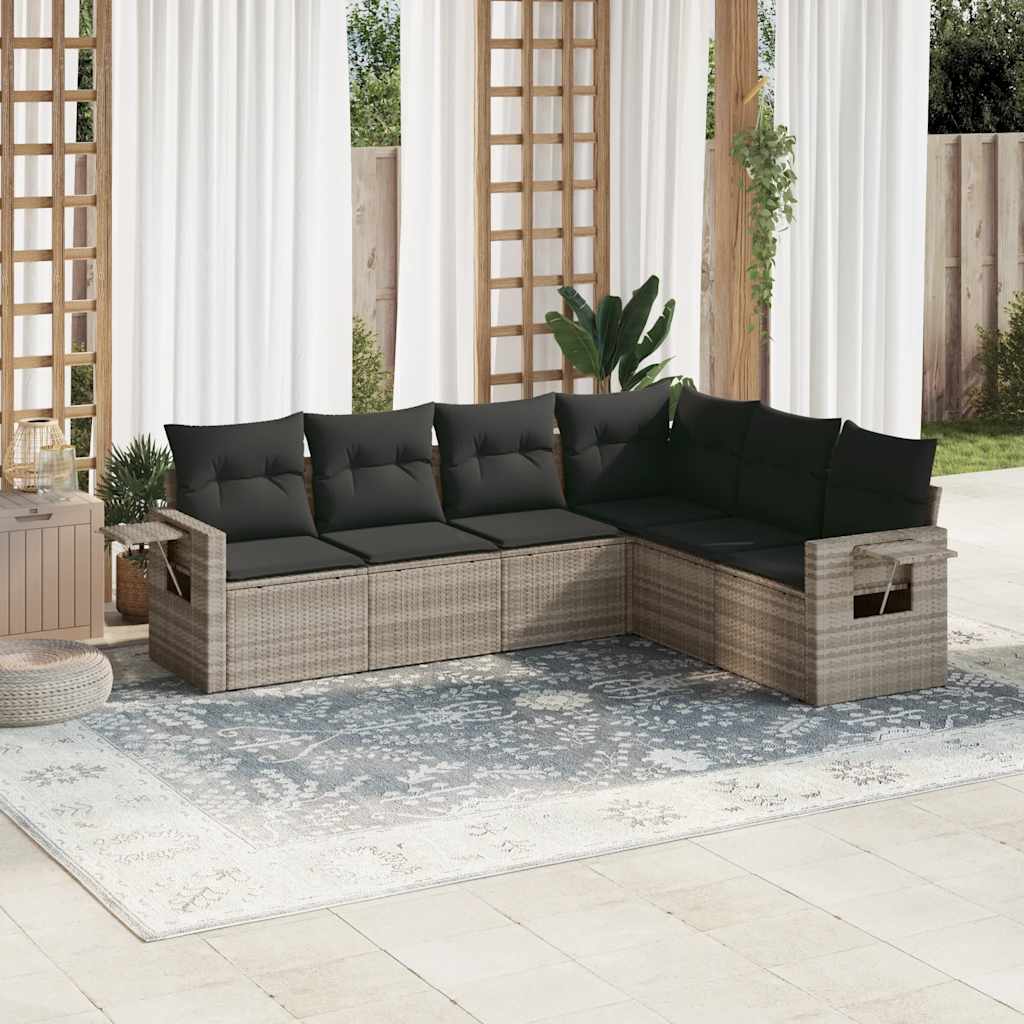 Set Divano da Giardino 6pz con Cuscini Grigio Chiaro Polyrattan - homemem39