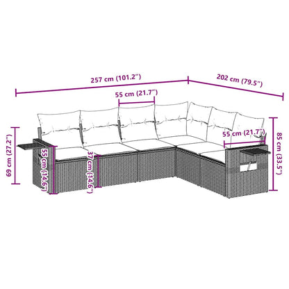 Set Divano da Giardino 6 pz con Cuscini Marrone in Polyrattan | homemem39
