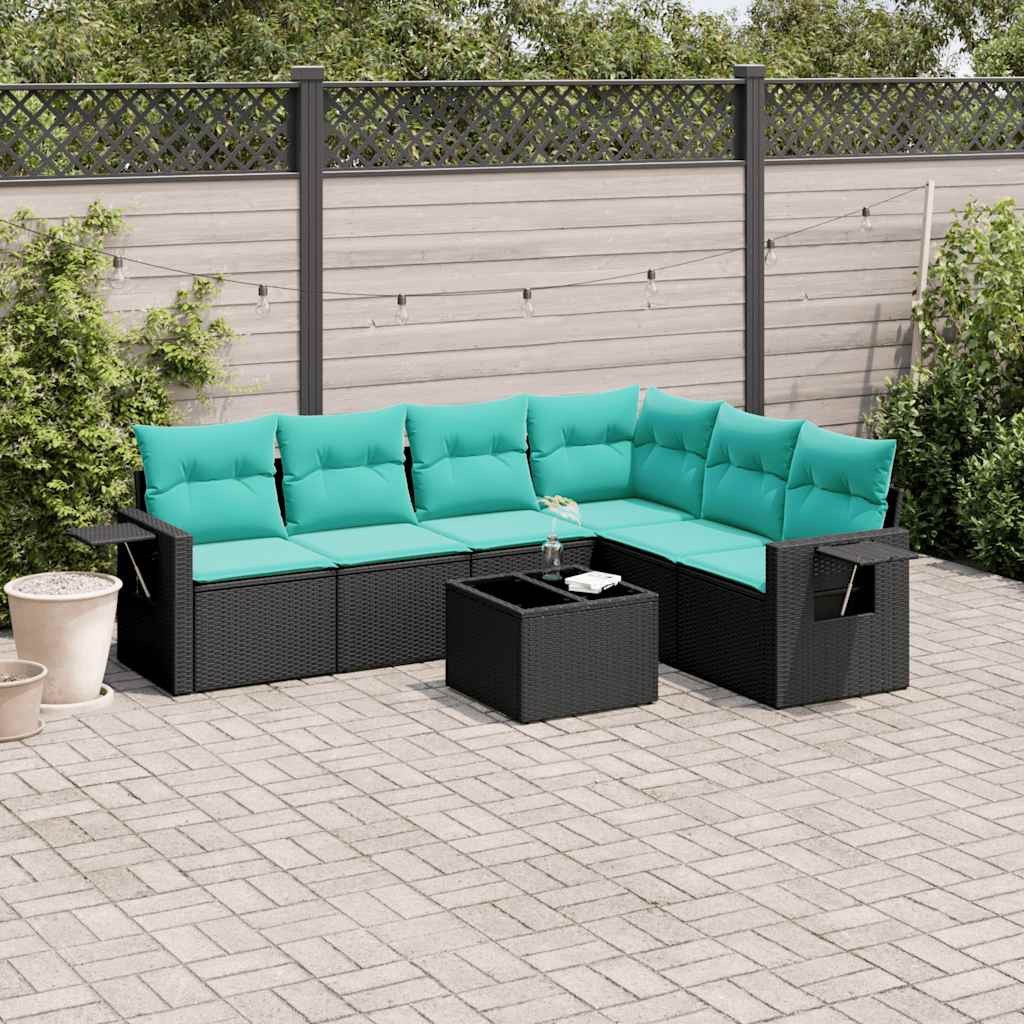Set Divani da Giardino 7 pz con Cuscini in Polyrattan