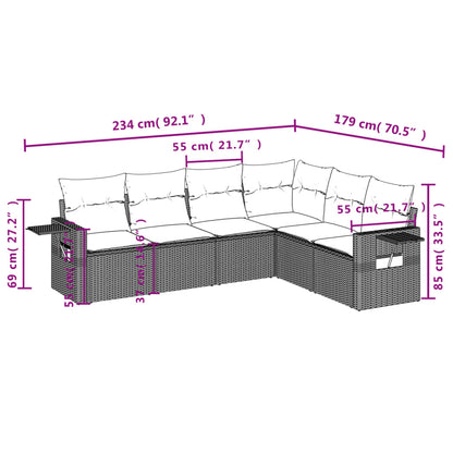 Set Divani da Giardino 7 pz con Cuscini Grigio in Polyrattan | homemem39