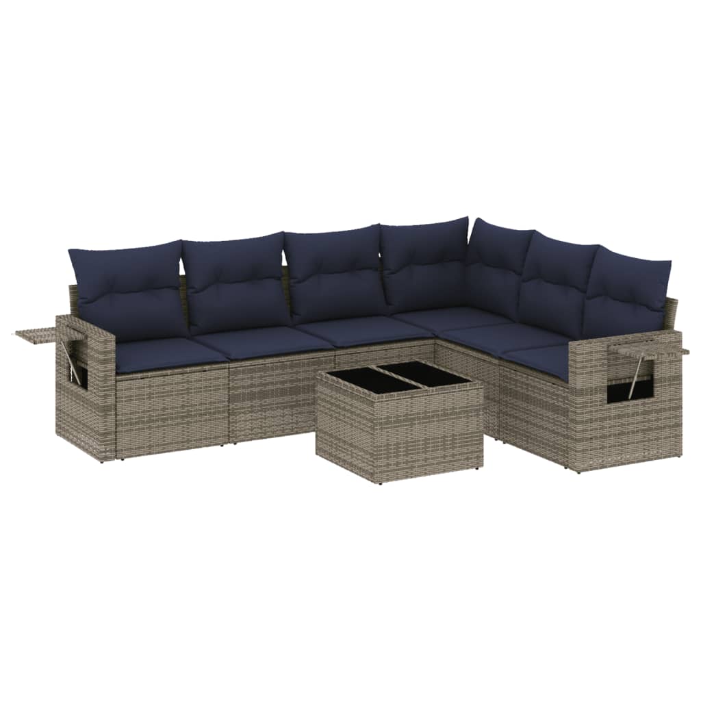 Set Divani da Giardino 7 pz con Cuscini in Polyrattan