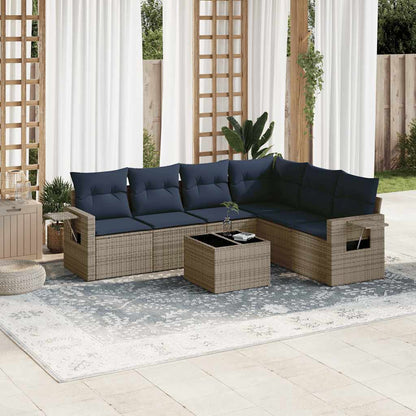 Set Divani da Giardino 7 pz con Cuscini in Polyrattan