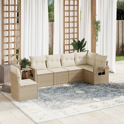 Set Divano da Giardino 6 pz con Cuscini Beige in Polyrattan - homemem39