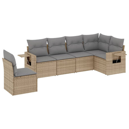 Set Divano da Giardino 6 pz con Cuscini Beige in Polyrattan - homemem39