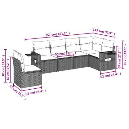 Set Divano da Giardino 6 pz con Cuscini Grigio in Polyrattan | homemem39