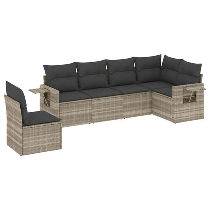 Set Divano da Giardino 6pz con Cuscini Grigio Chiaro Polyrattan - homemem39