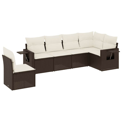 Set Divano da Giardino 6 pz con Cuscini Marrone in Polyrattan - homemem39