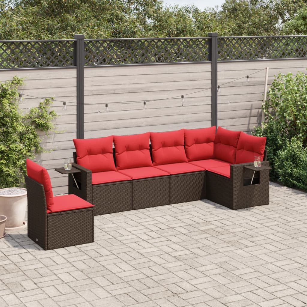 Set Divani da Giardino 6 pz con Cuscini in Polyrattan