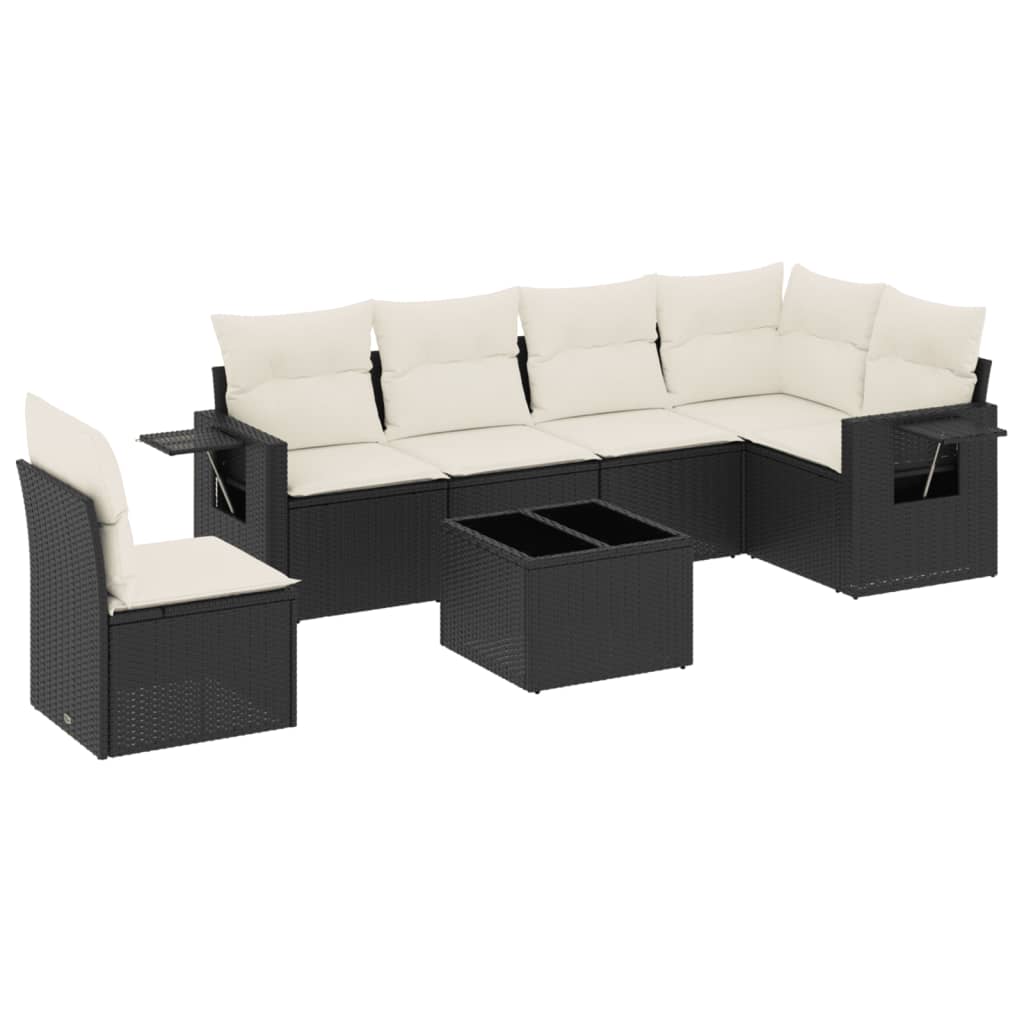 Set Divani da Giardino con Cuscini 7pz Nero Polyrattan - homemem39