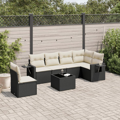 Set Divani da Giardino con Cuscini 7pz Nero Polyrattan - homemem39